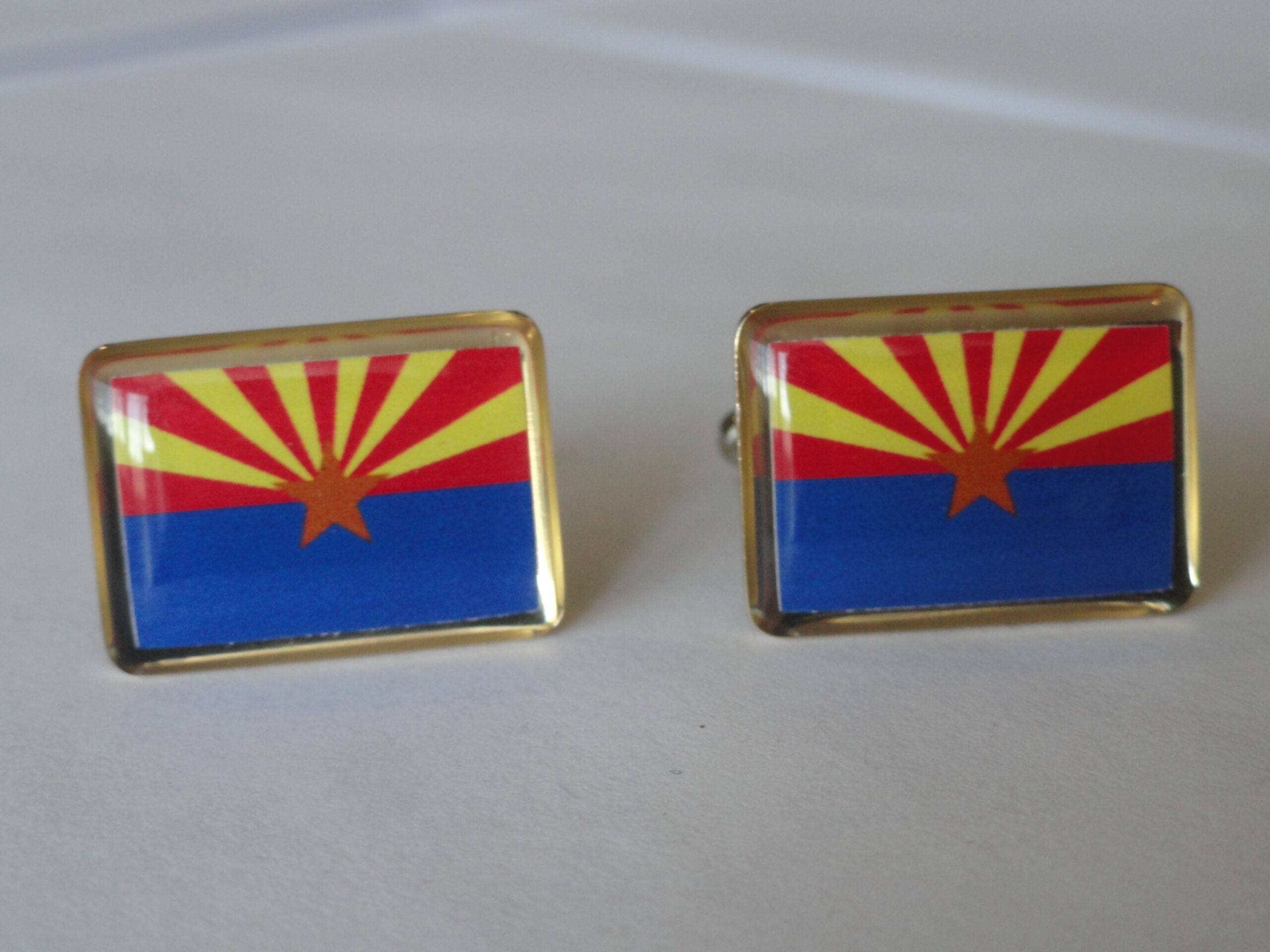Tucson City USA Flag Cufflinks Engraved Box