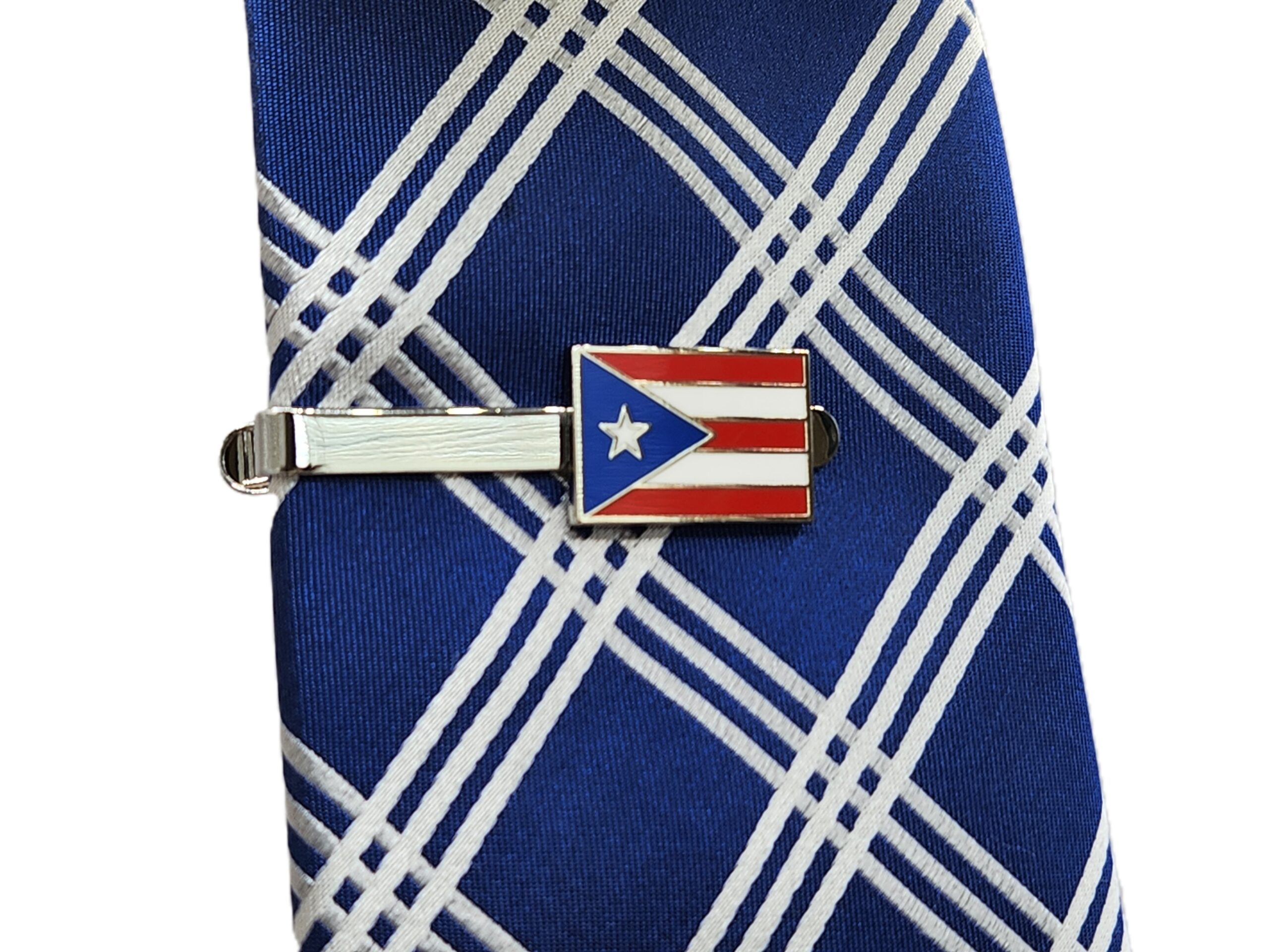 Puerto Rico Flag Tie Bar Clip Latin American Hispanic Spanish Puerto Rican Groomsmen Wedding G On Necktie Closeup