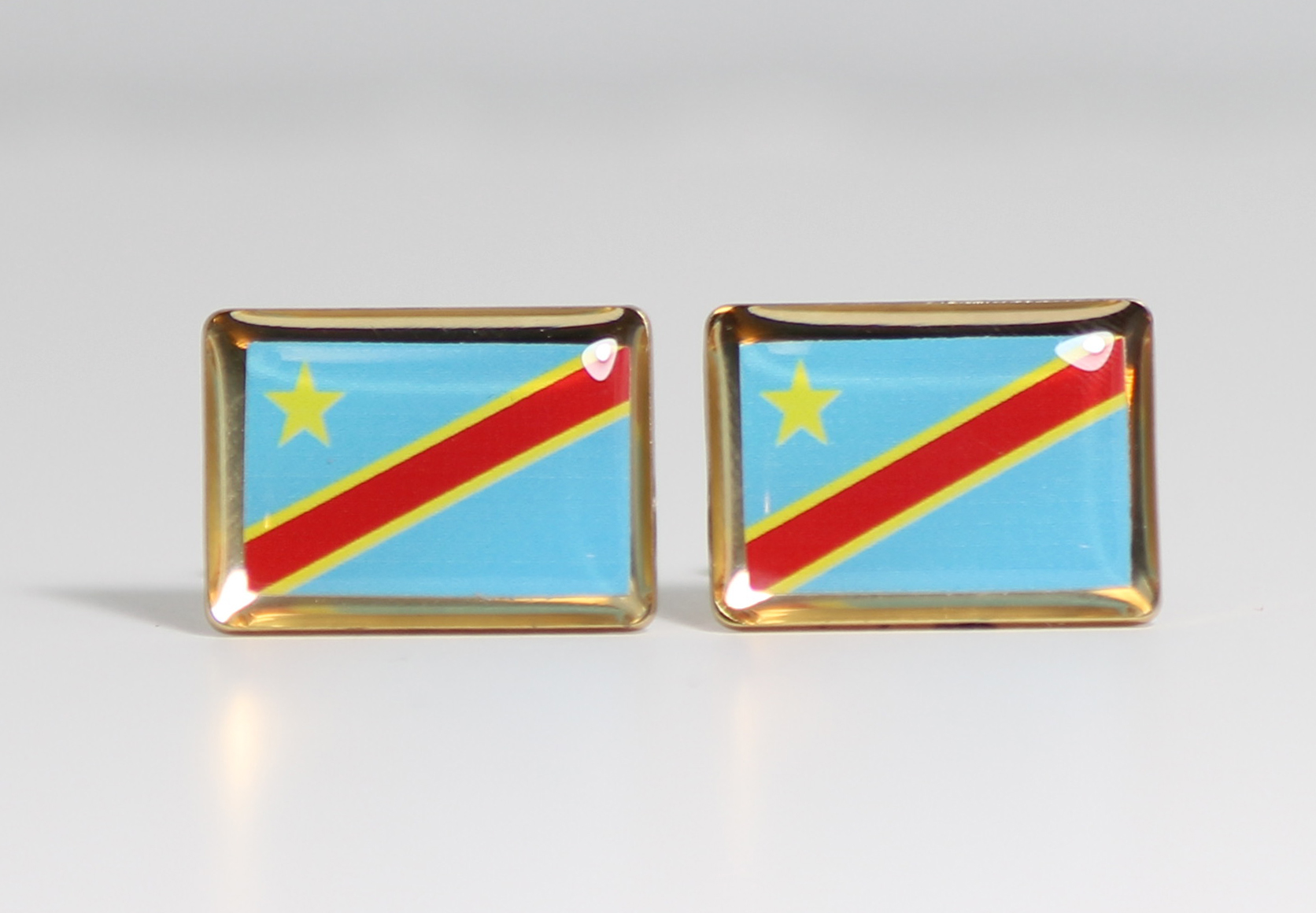 Democratic Republic of the Congo Flag Cufflinks Featured Wedding L DRC