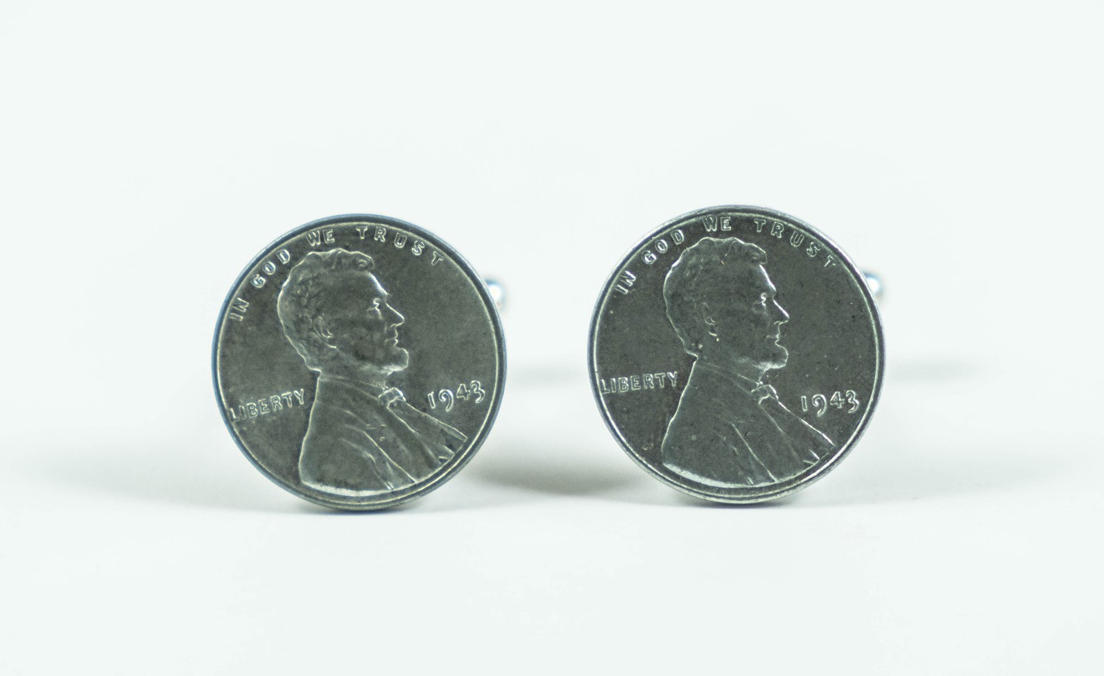 New Cufflinks Vintage 75 Year Old World War II Steel Penny 1 Cent Coin Money B01 