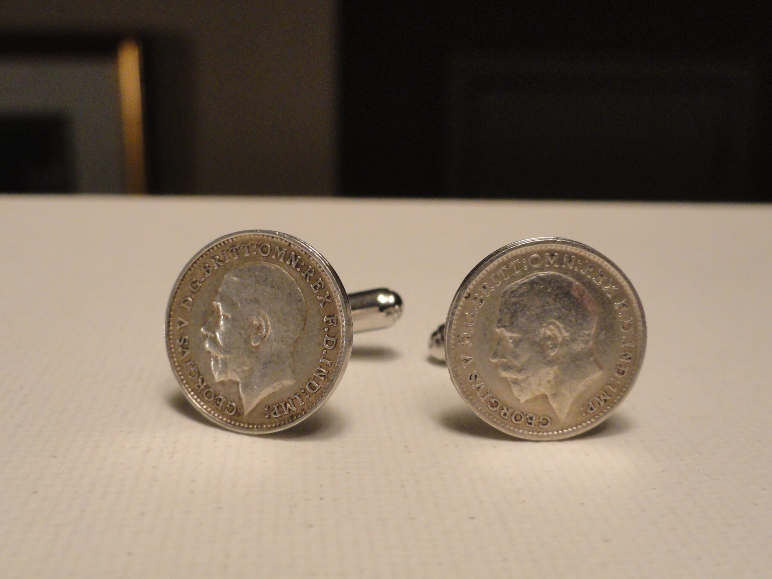 Sterling Silver British Threepence Coin Cufflinks Wedding K