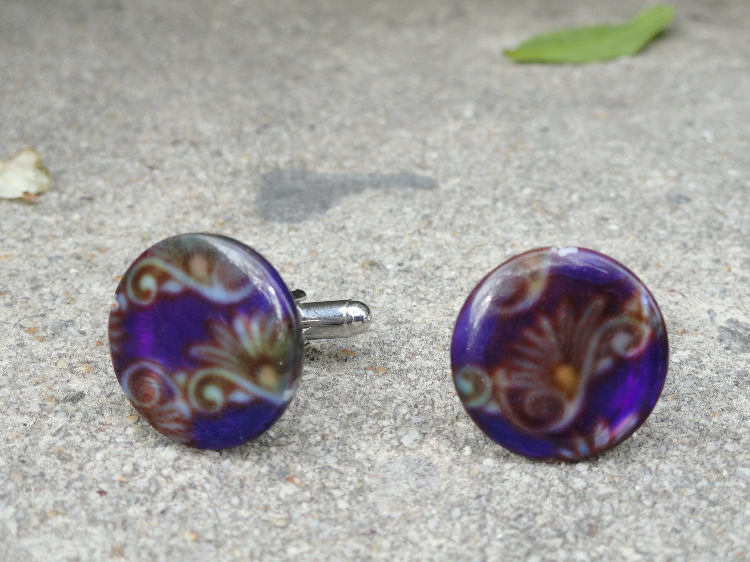Purple Abstract Paisley Pattern Cufflinks Wedding K Featured