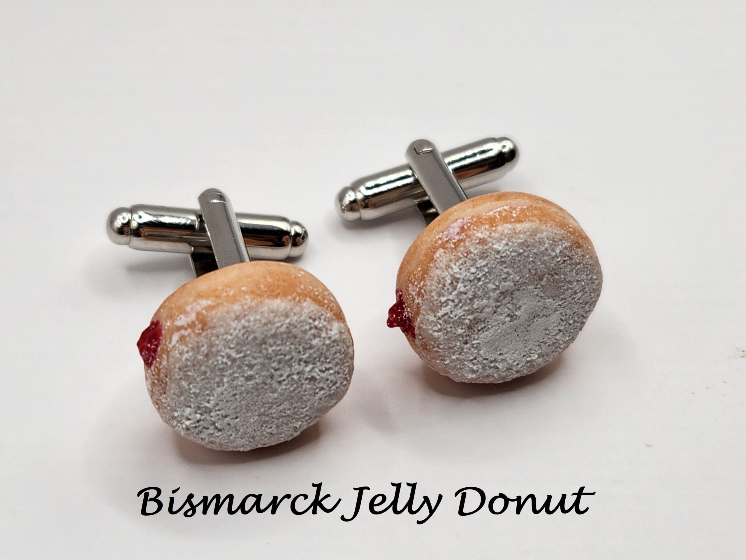 Jelly Filled Powdered Bismarck Donut Food Dessert Groomsmen Wedding Cufflinks G Featured Labeled