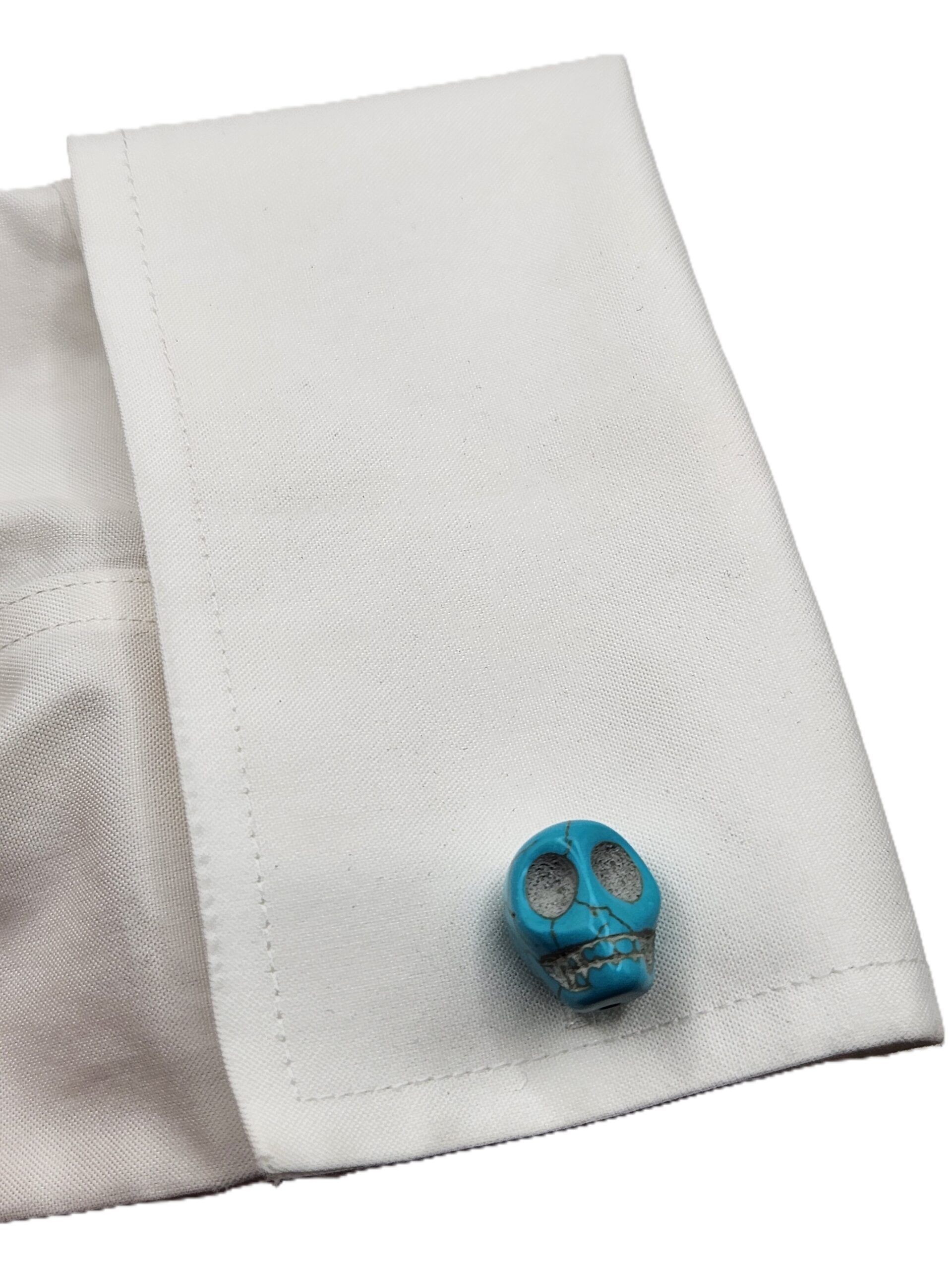 Turquoise Mexican Candy Skull Day of the Dead Dia de Muertos Hispanic Latin Mexico Wedding Cufflinks G On Sleeve