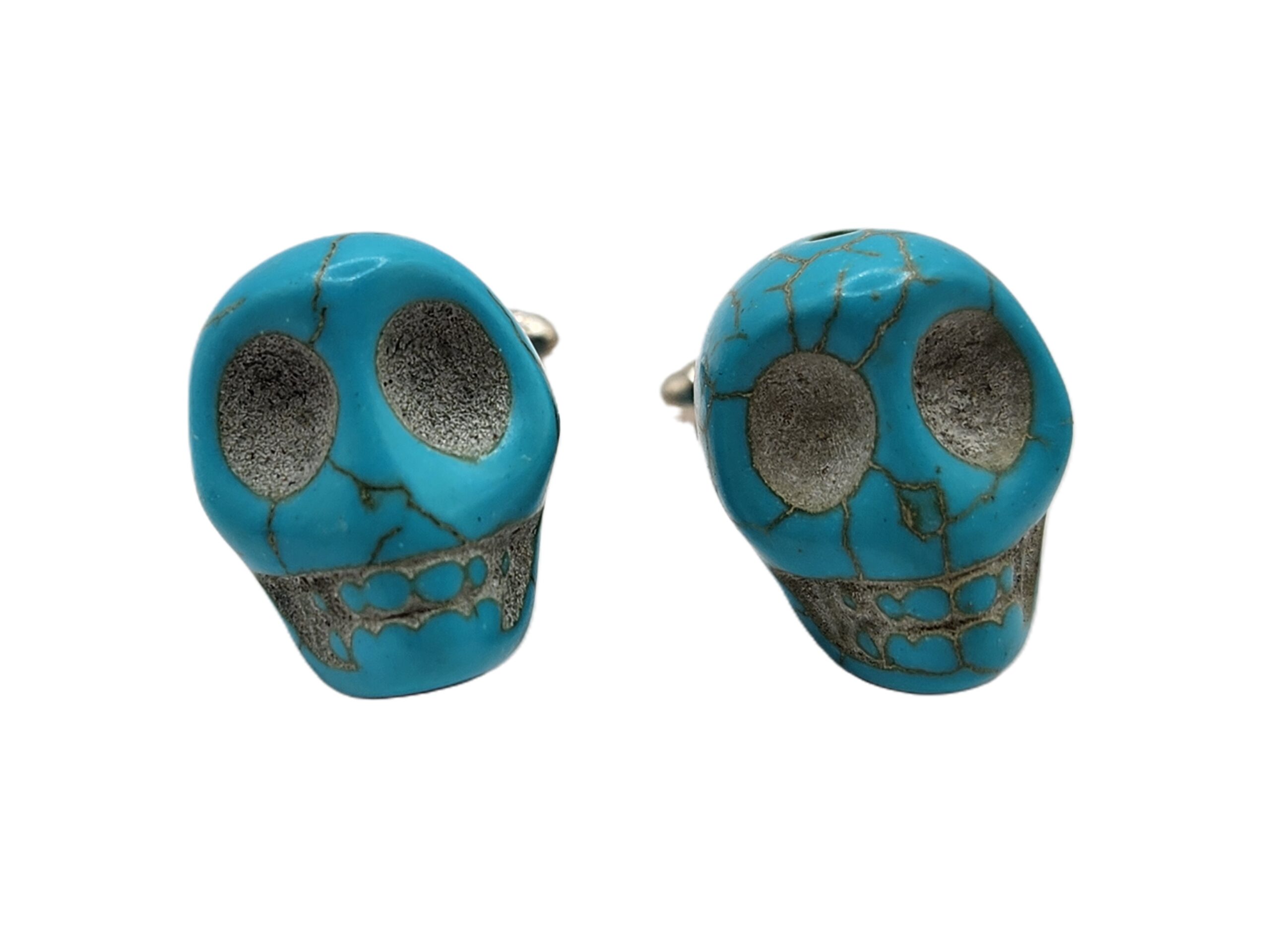 Turquoise Mexican Candy Skull Day of the Dead Dia de Muertos Hispanic Latin Mexico Wedding Cufflinks G